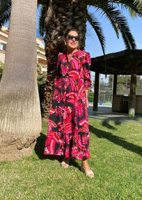 VESTIDO ROJO NEGRO