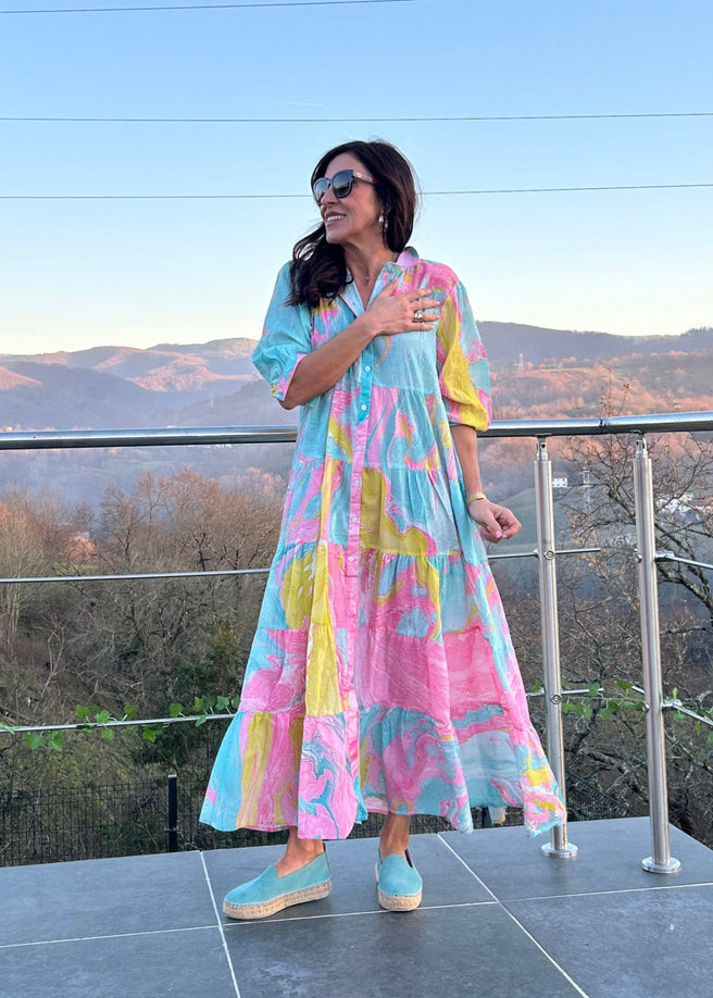 VESTIDO AZUL ROSA