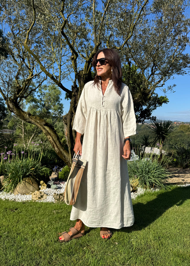 VESTIDO LINO BEIGE