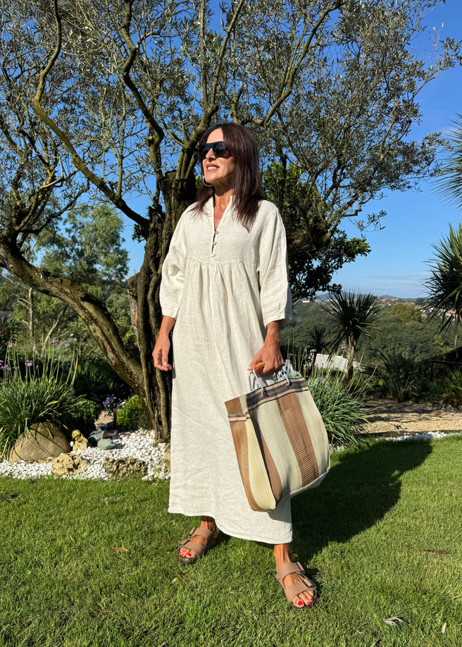 VESTIDO LINO BEIGE