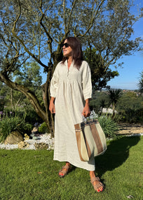 VESTIDO LINO BEIGE