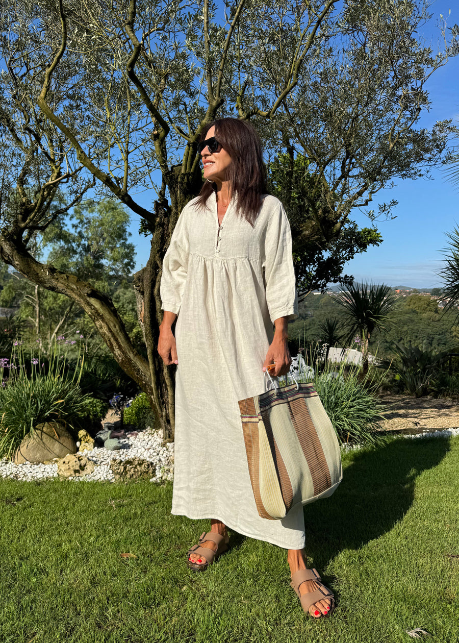 VESTIDO LINO BEIGE