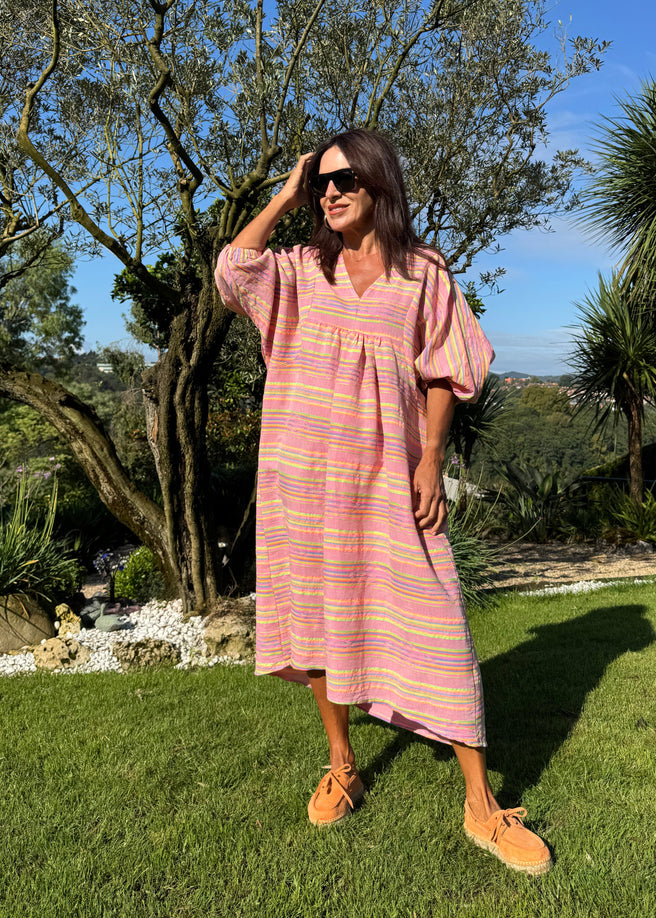 VESTIDO BOHO ROSA