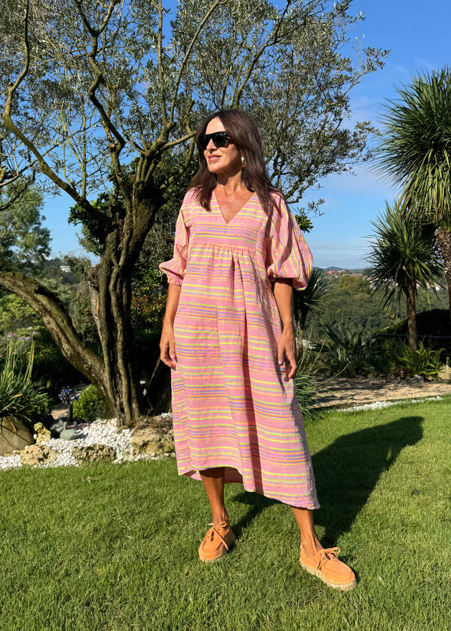 VESTIDO BOHO ROSA