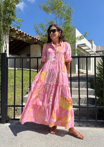 VESTIDO AMARILLO ROSA