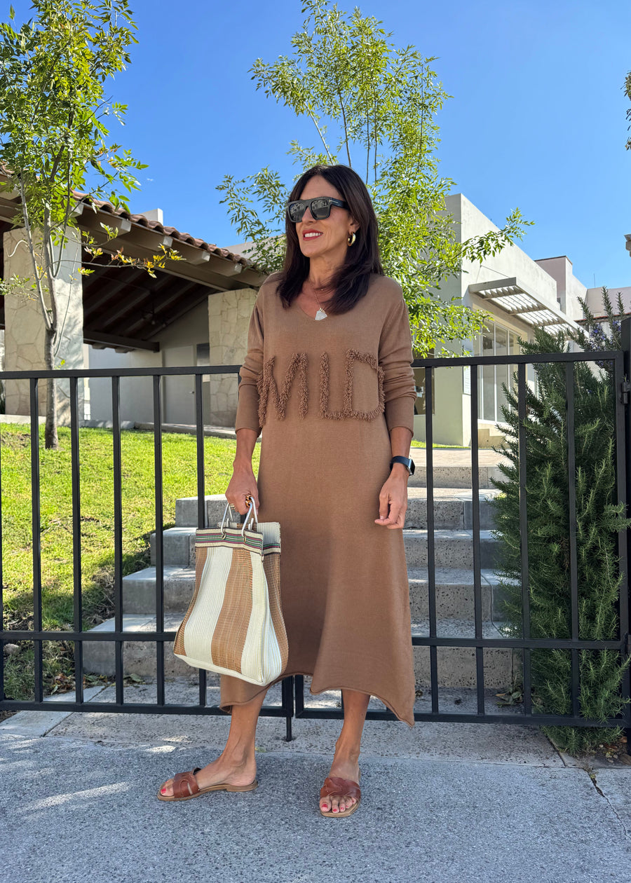 VESTIDO PICO MARRÓN