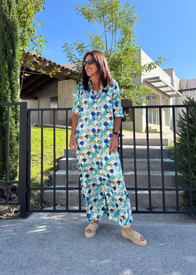 VESTIDO GEOMETRICO AZUL