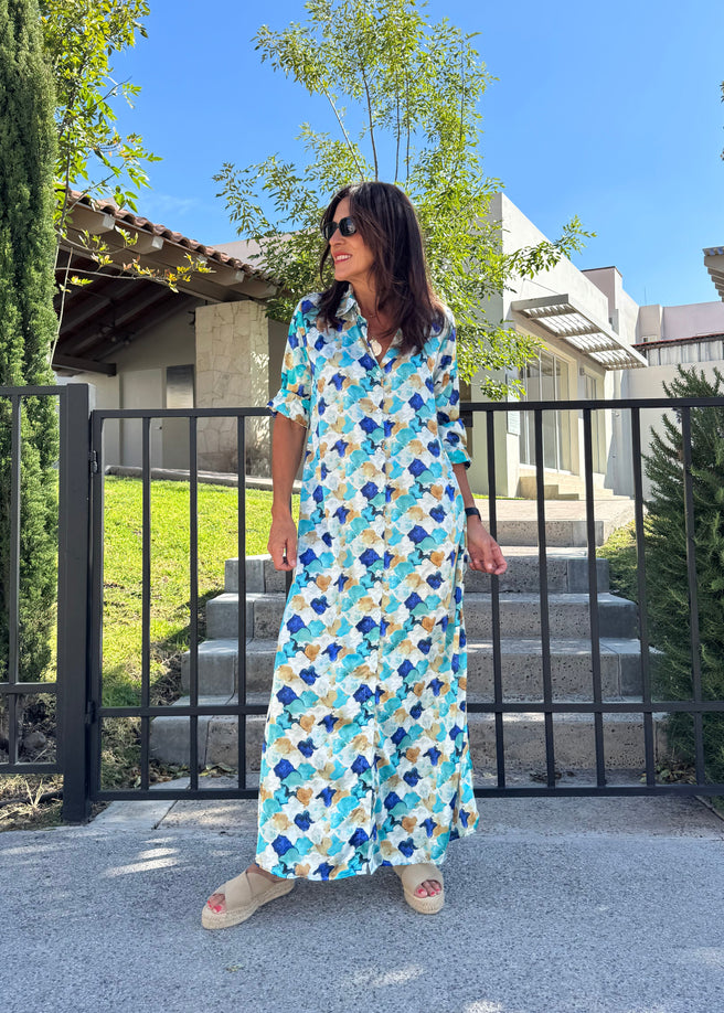 VESTIDO GEOMETRICO AZUL