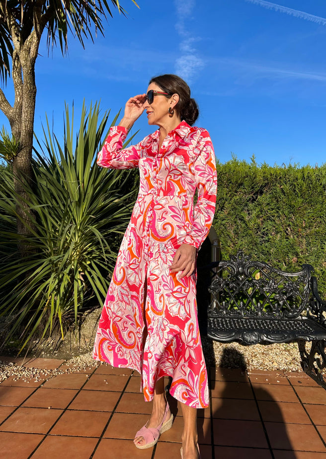 VESTIDO TONOS ROSAS