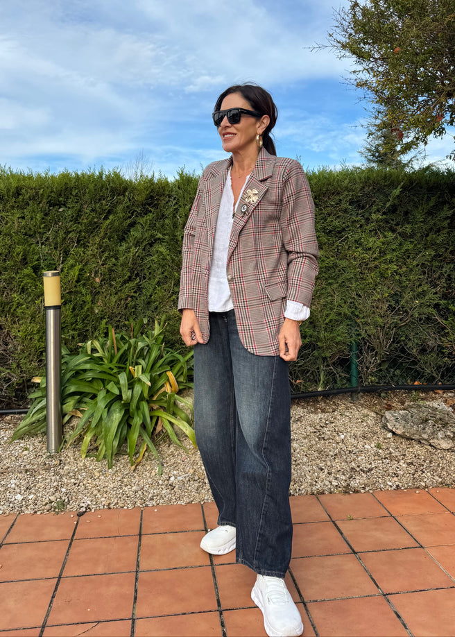 AMERICANA GRIS CUADROS