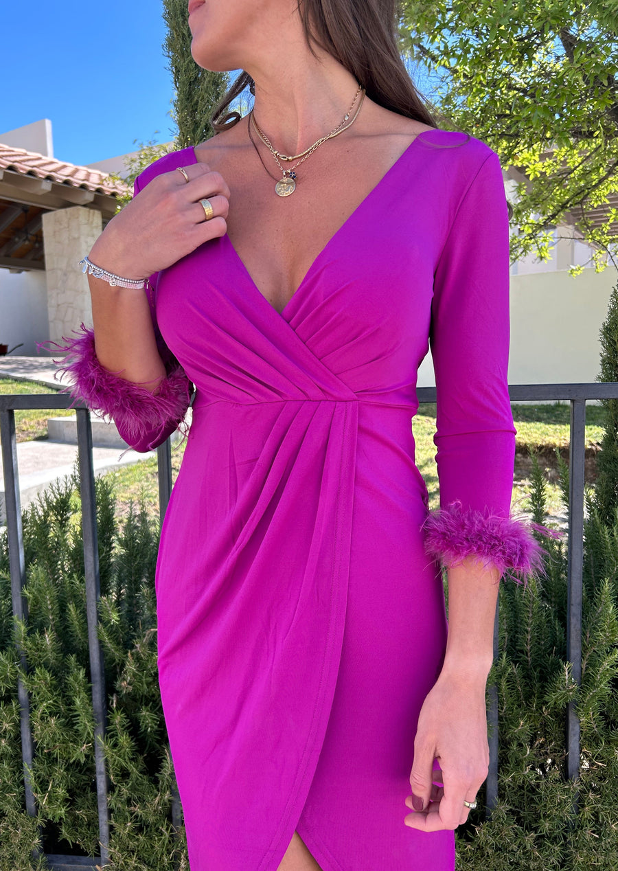 VESTIDO PLUMAS VIOLETA