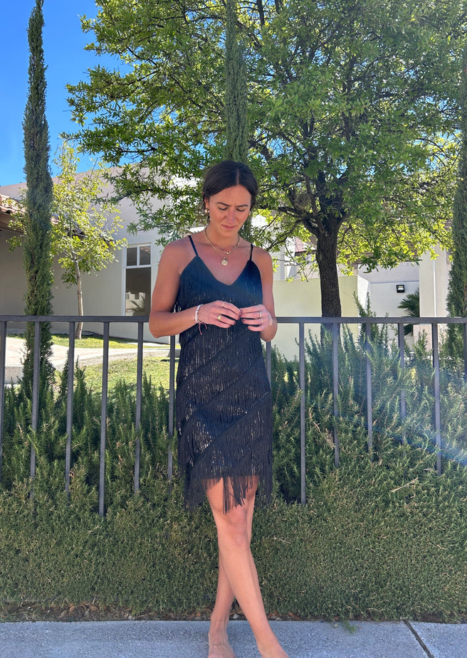 VESTIDO FLECOS NEGRO