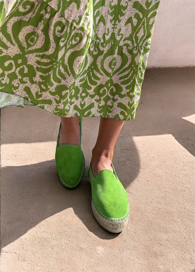 ALPARGATA PIEL PISTACHO