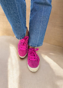 TENIS PIEL FUCSIA