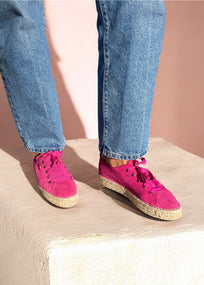 TENIS PIEL FUCSIA
