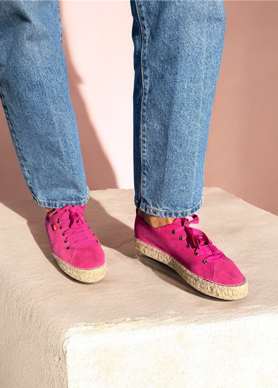 TENIS PIEL FUCSIA