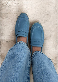 MOCASIN PIEL AZUL