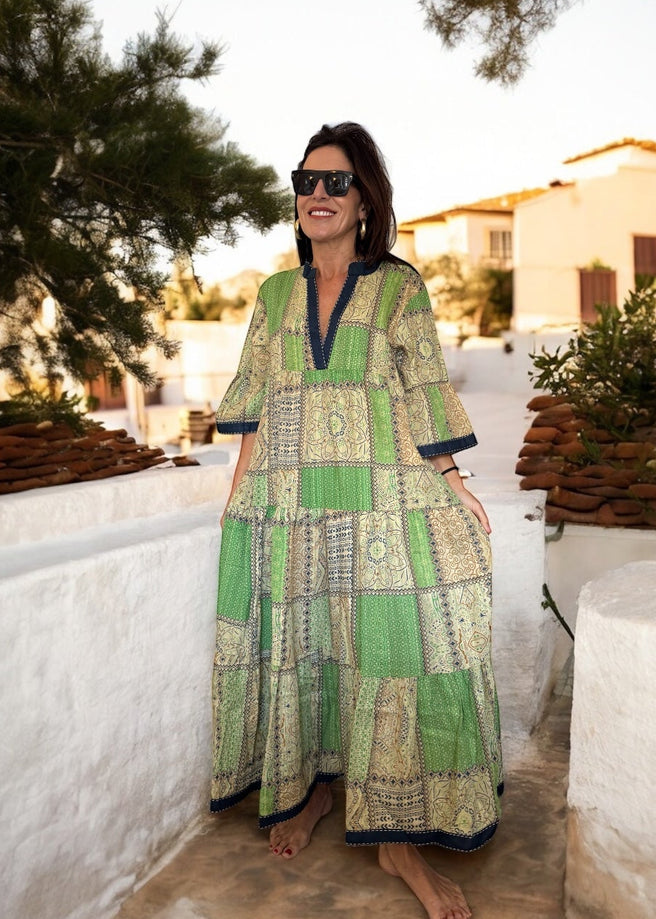 VESTIDO CUADROS VERDE