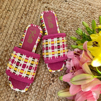 SANDALIA PLANA ROSA AMARILLO